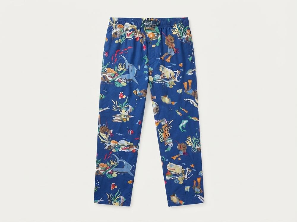 Polo Ralph Lauren S Scuba Diving Bear Pajama PJ Pant Lounge Shark Blue Lounge